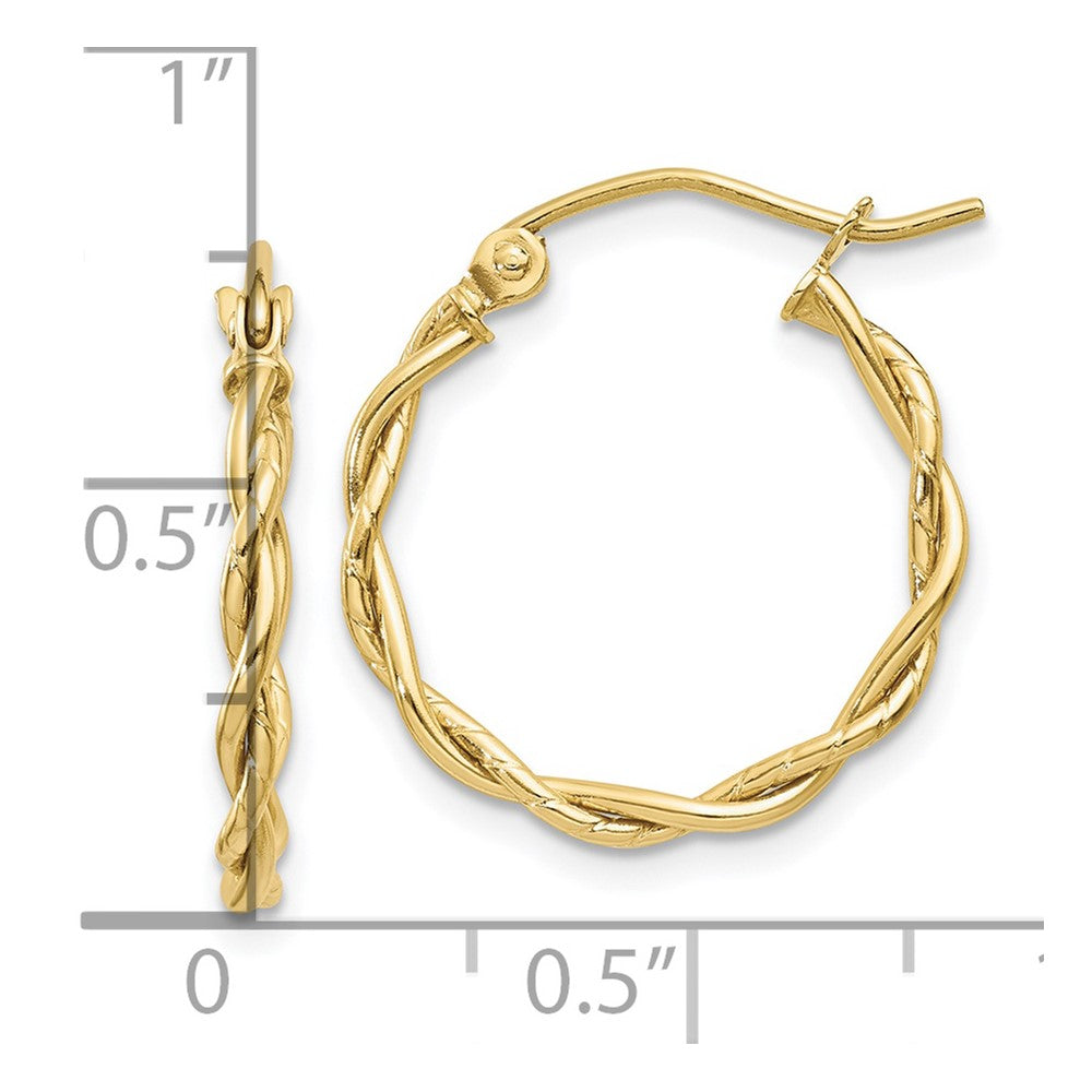 10k Yellow Gold 2.25 mm Twisted Hoop Earrings (1.07 grams)