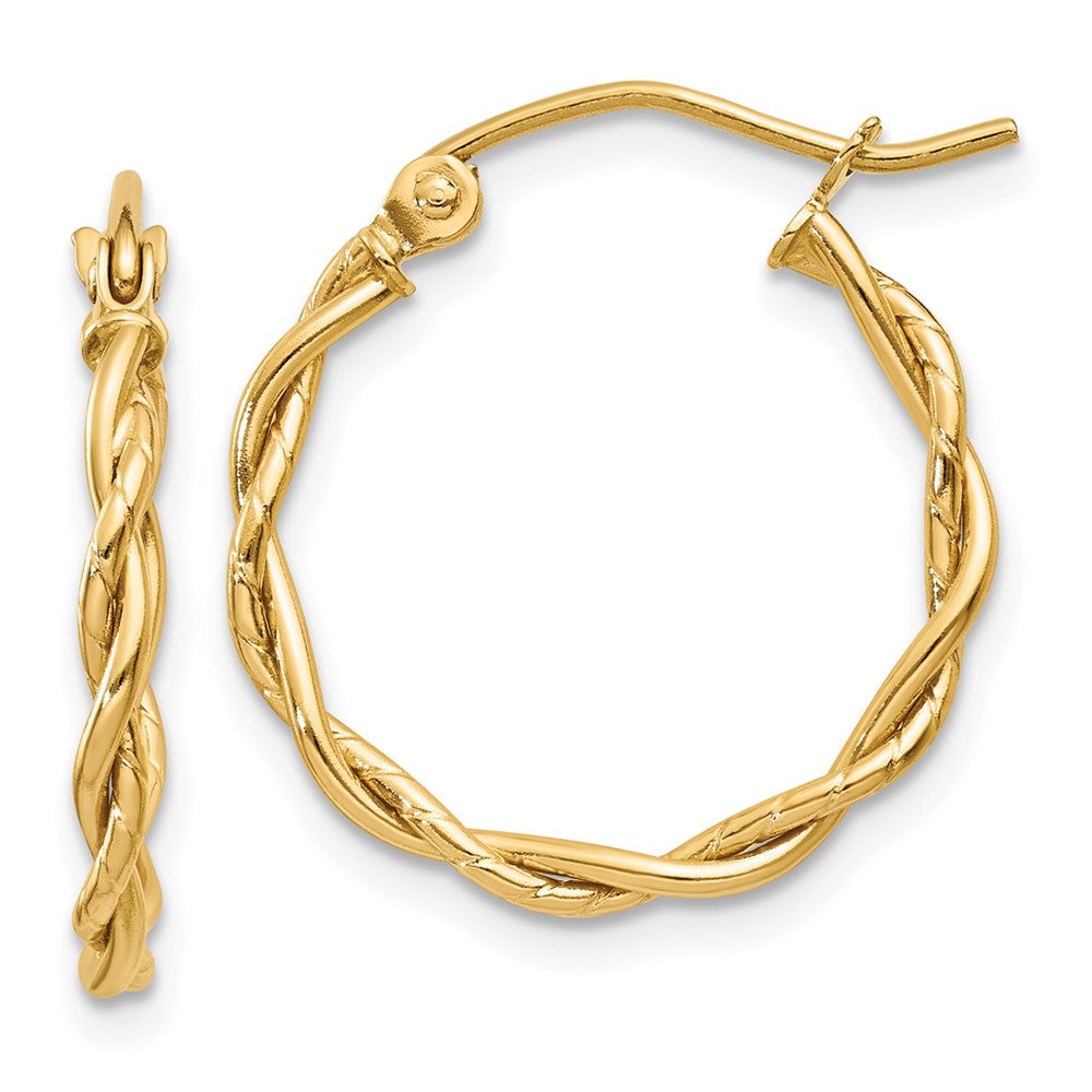 10k Yellow Gold 2.25 mm Twisted Hoop Earrings