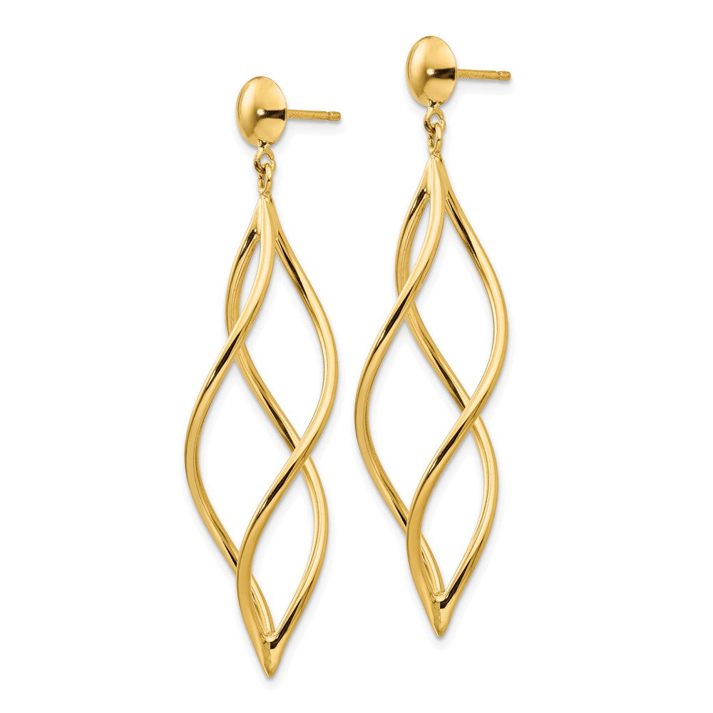 10k Yellow Gold 12 mm Curved Tube Dangle Earrings (2.29 grams)