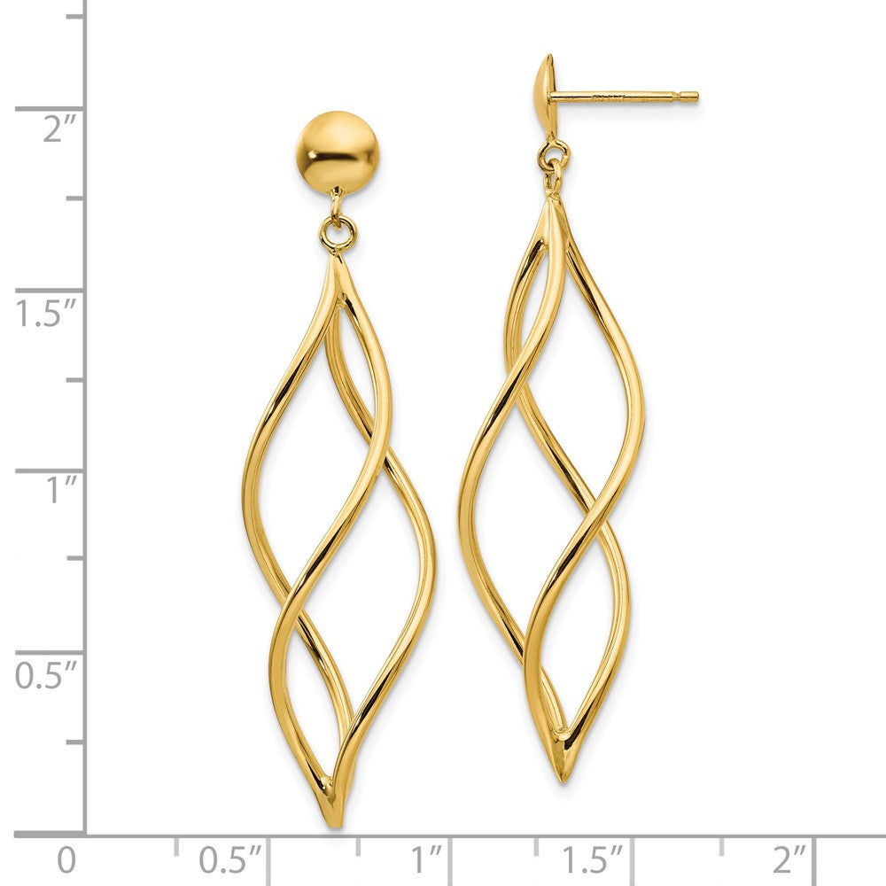 10k Yellow Gold 12 mm Curved Tube Dangle Earrings (2.29 grams)