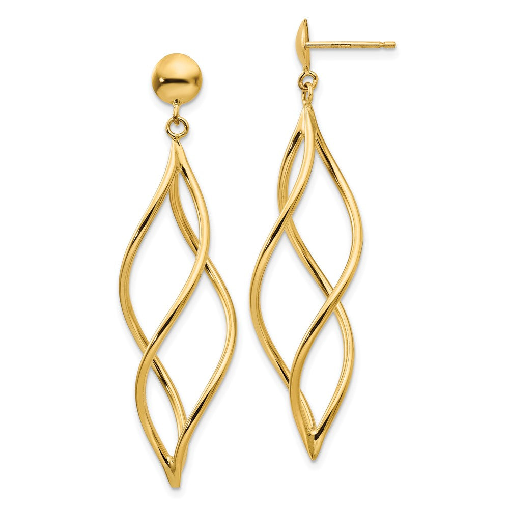 10k Yellow Gold 12 mm Curved Tube Dangle Earrings (2.29 grams)