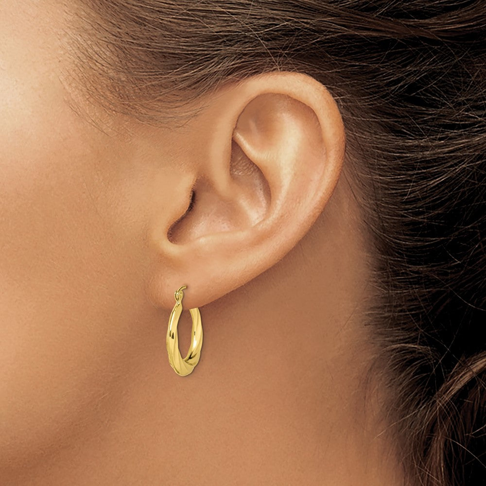 10k Yellow Gold 3 mm Fancy Small Hoop Earrings 1.43 grams