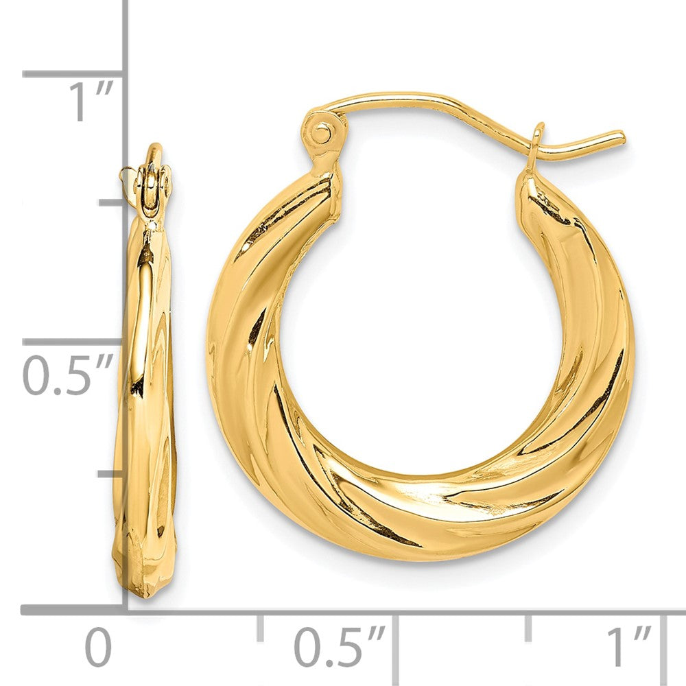 10k Yellow Gold 3 mm Fancy Small Hoop Earrings (1.43 grams)