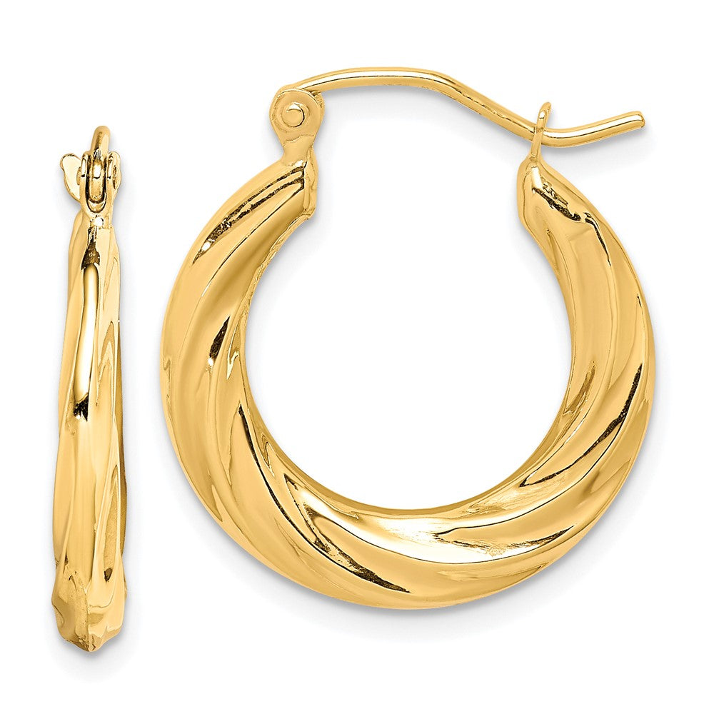 10k Yellow Gold 3 mm Fancy Small Hoop Earrings