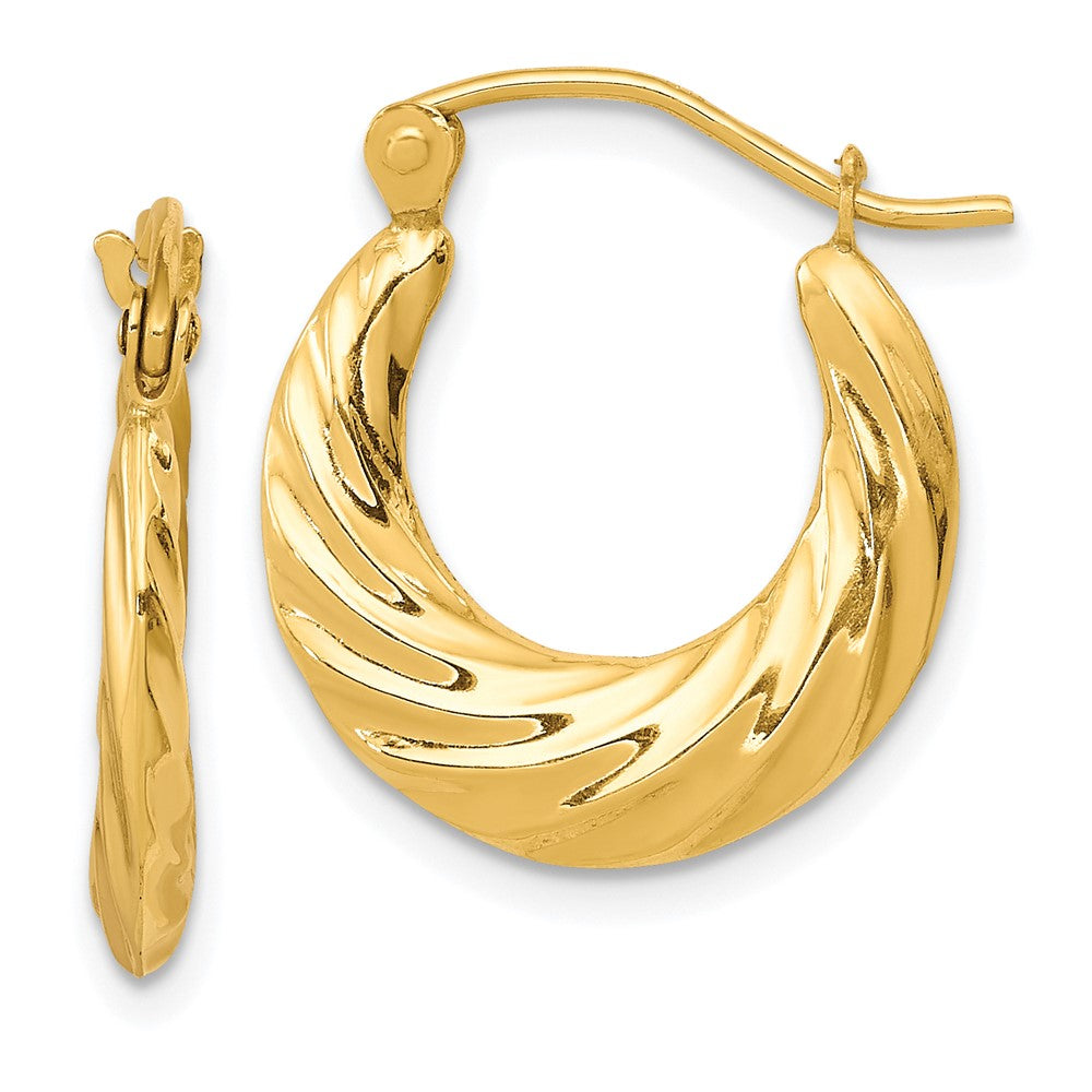 10k Yellow Gold 2 mm Fancy Small Hoop Earrings