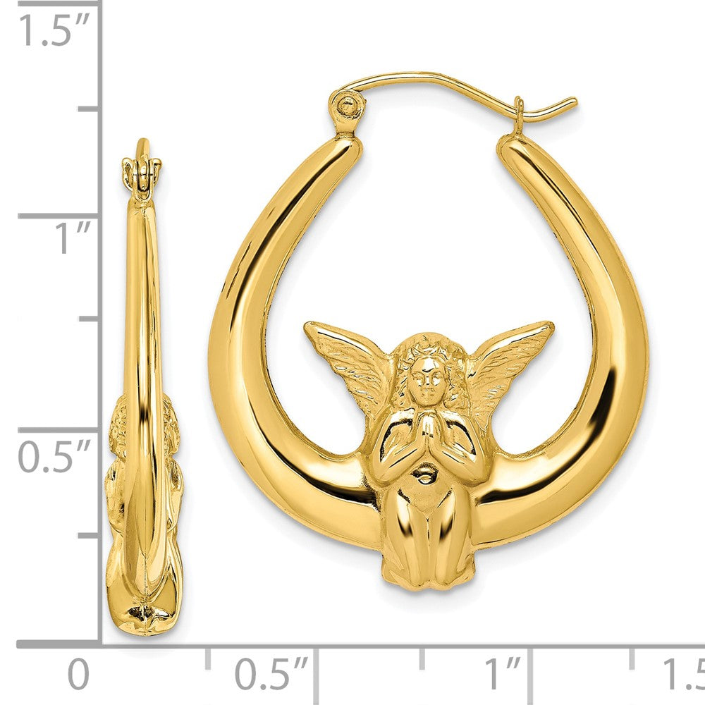 10k Yellow Gold 4 mm Angel Hoop Earrings