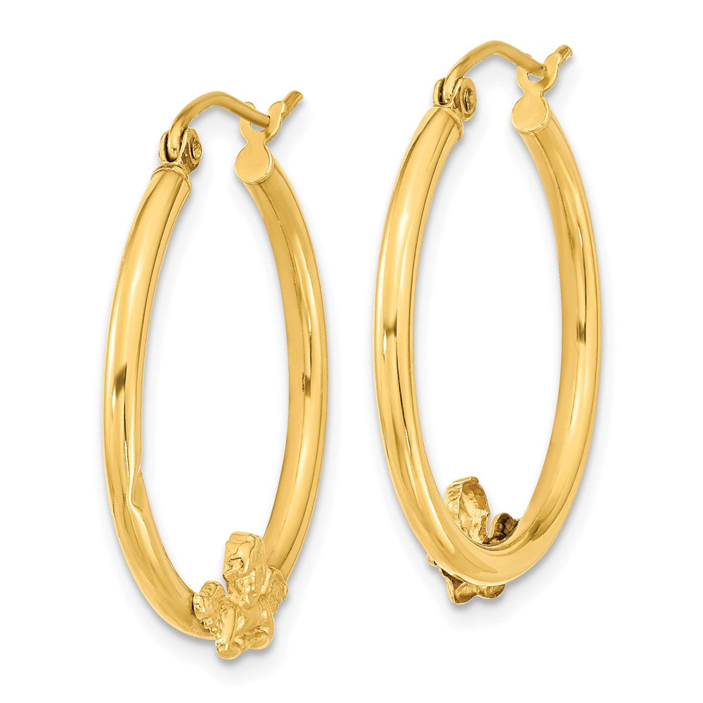 10k Yellow Gold 3 mm Angel Hoop Earrings (1.49 grams)