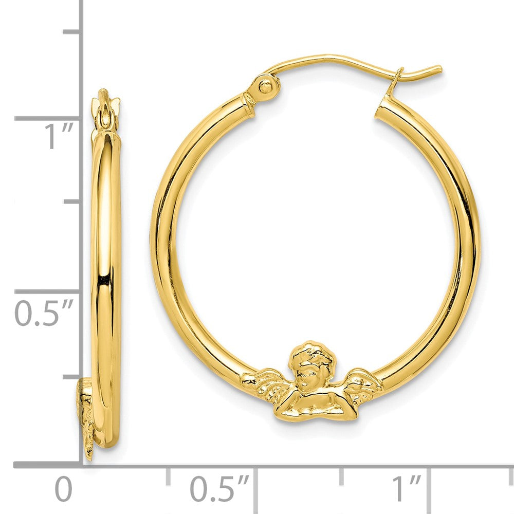 10k Yellow Gold 3 mm Angel Hoop Earrings (1.49 grams)