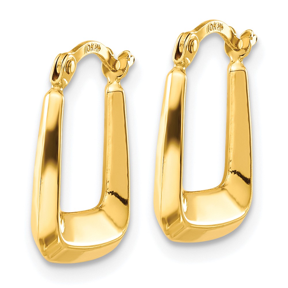 10k Yellow Gold 12 mm Hollow Squared Hollow Hoop Earrings