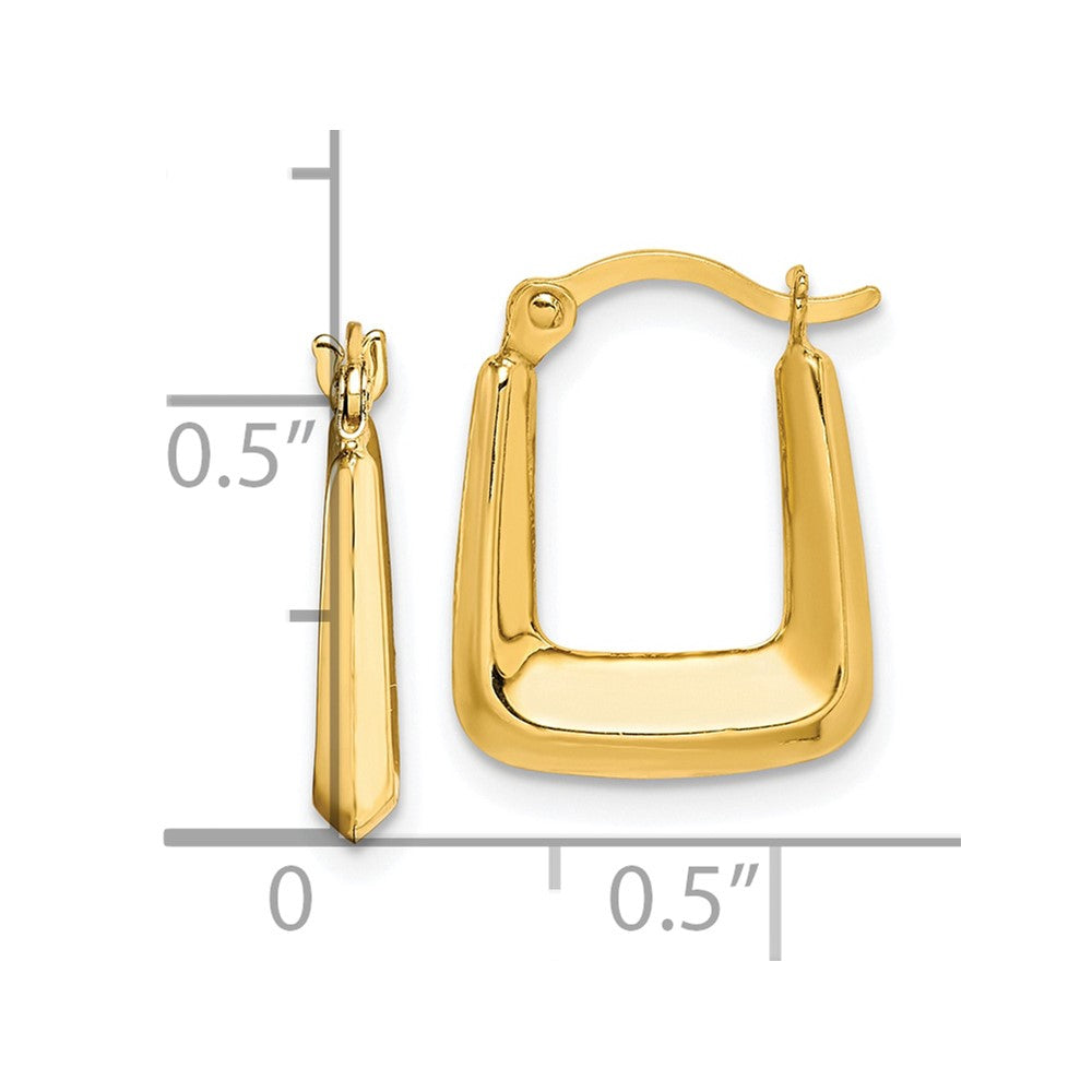 10k Yellow Gold 12 mm Hollow Squared Hollow Hoop Earrings (0.45 grams)