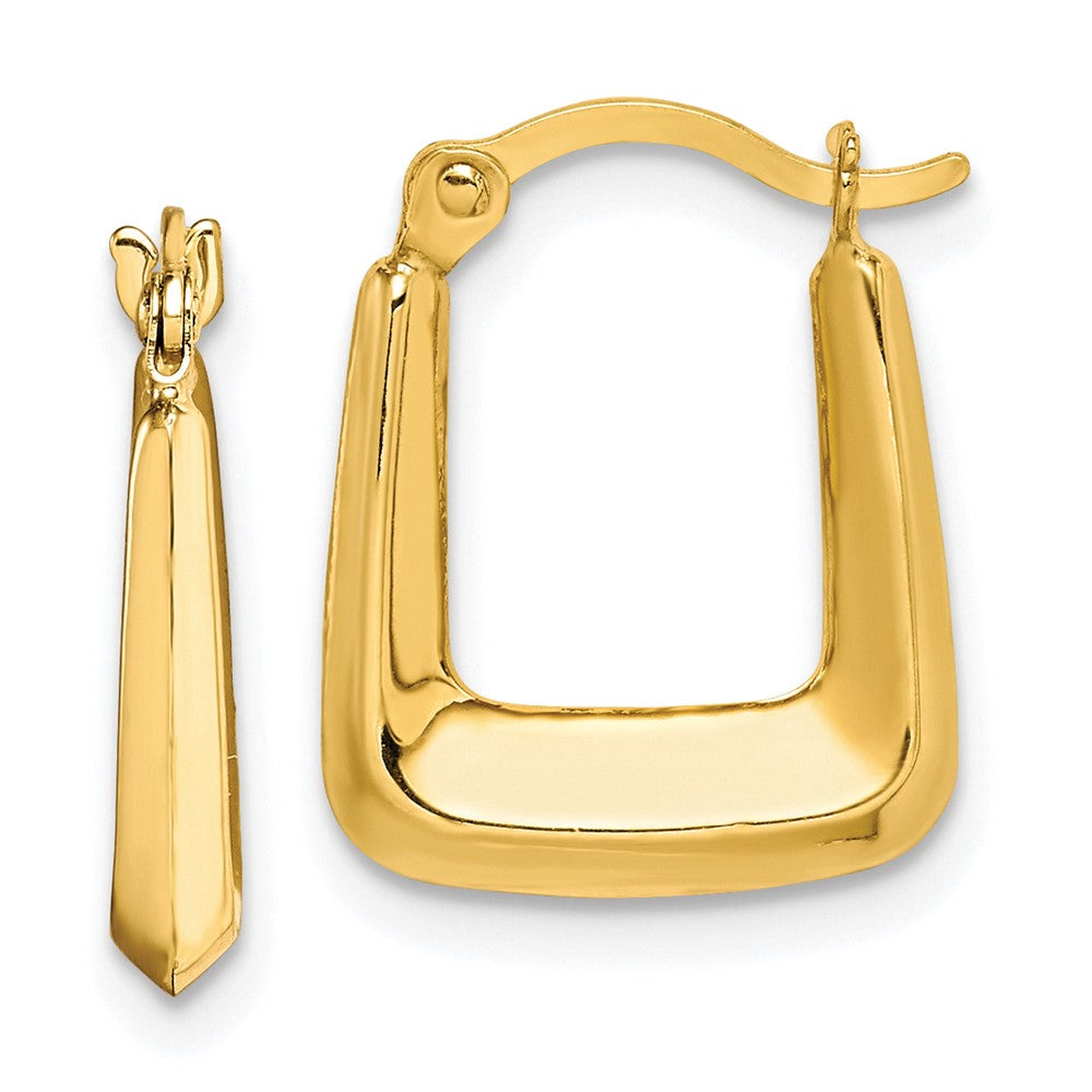 10k Yellow Gold 12 mm Hollow Squared Hollow Hoop Earrings