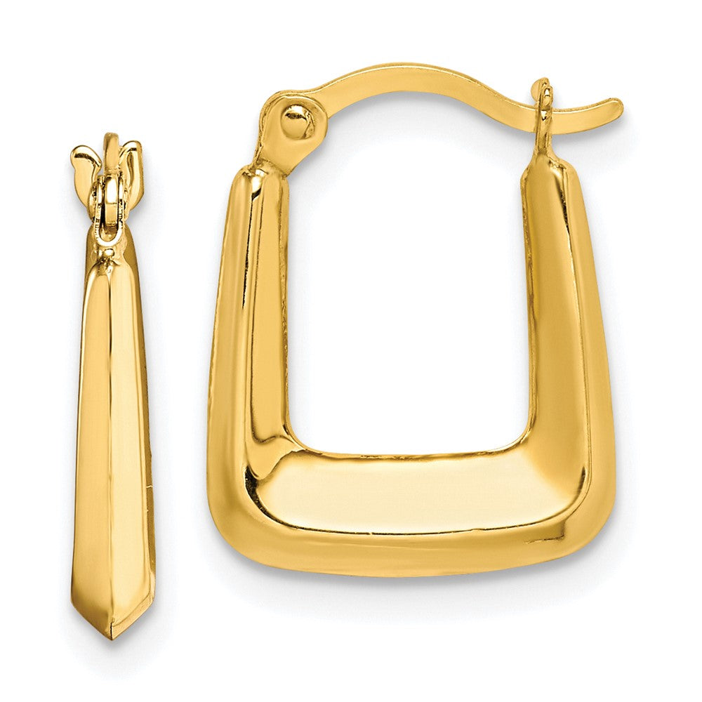 10k Yellow Gold 12 mm Hollow Squared Hollow Hoop Earrings (0.45 grams)