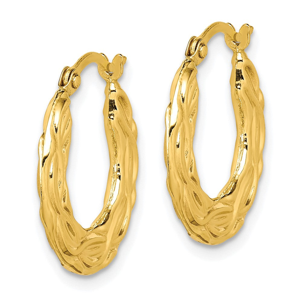 10k Yellow Gold 17 mm Patterned Hollow Hoop Earrings