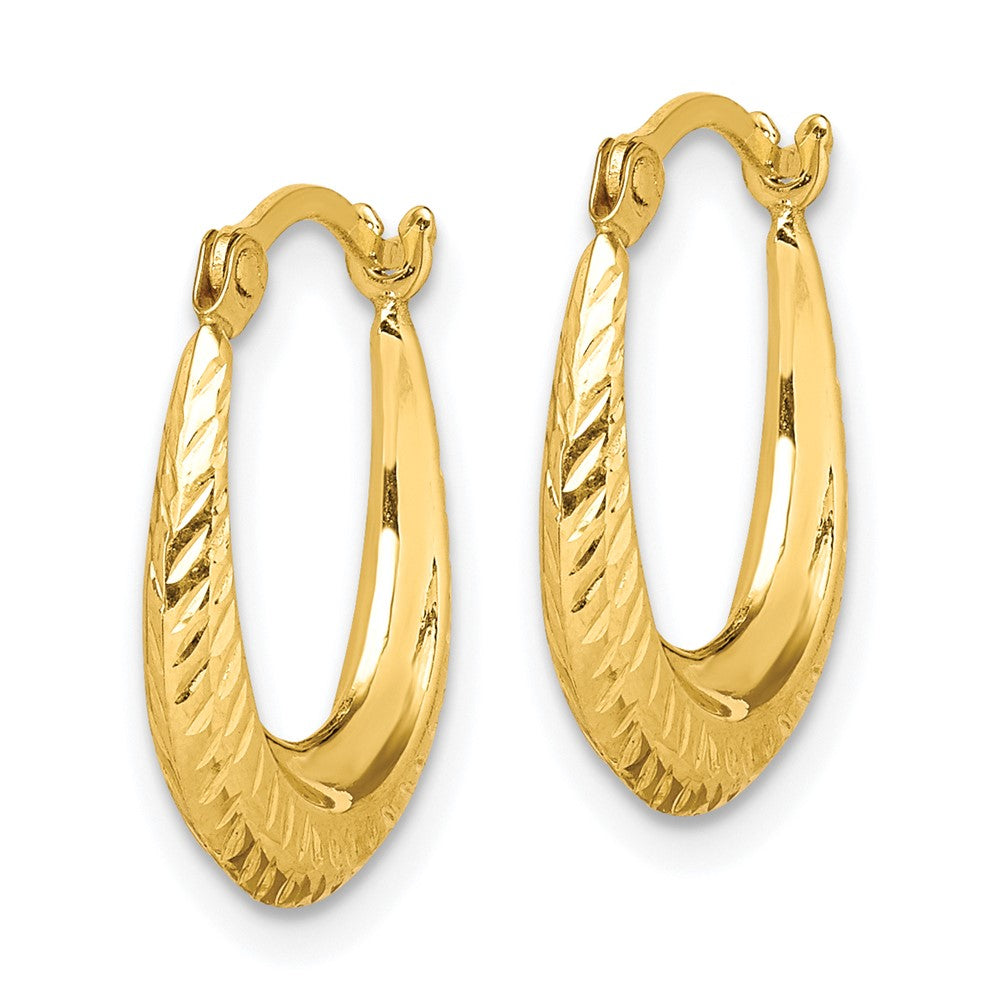 10k Yellow Gold 12 mm Textured Hollow Hoop Earrings