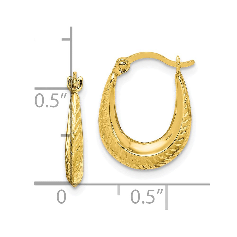 10k Yellow Gold 12 mm Textured Hollow Hoop Earrings (0.41 grams)