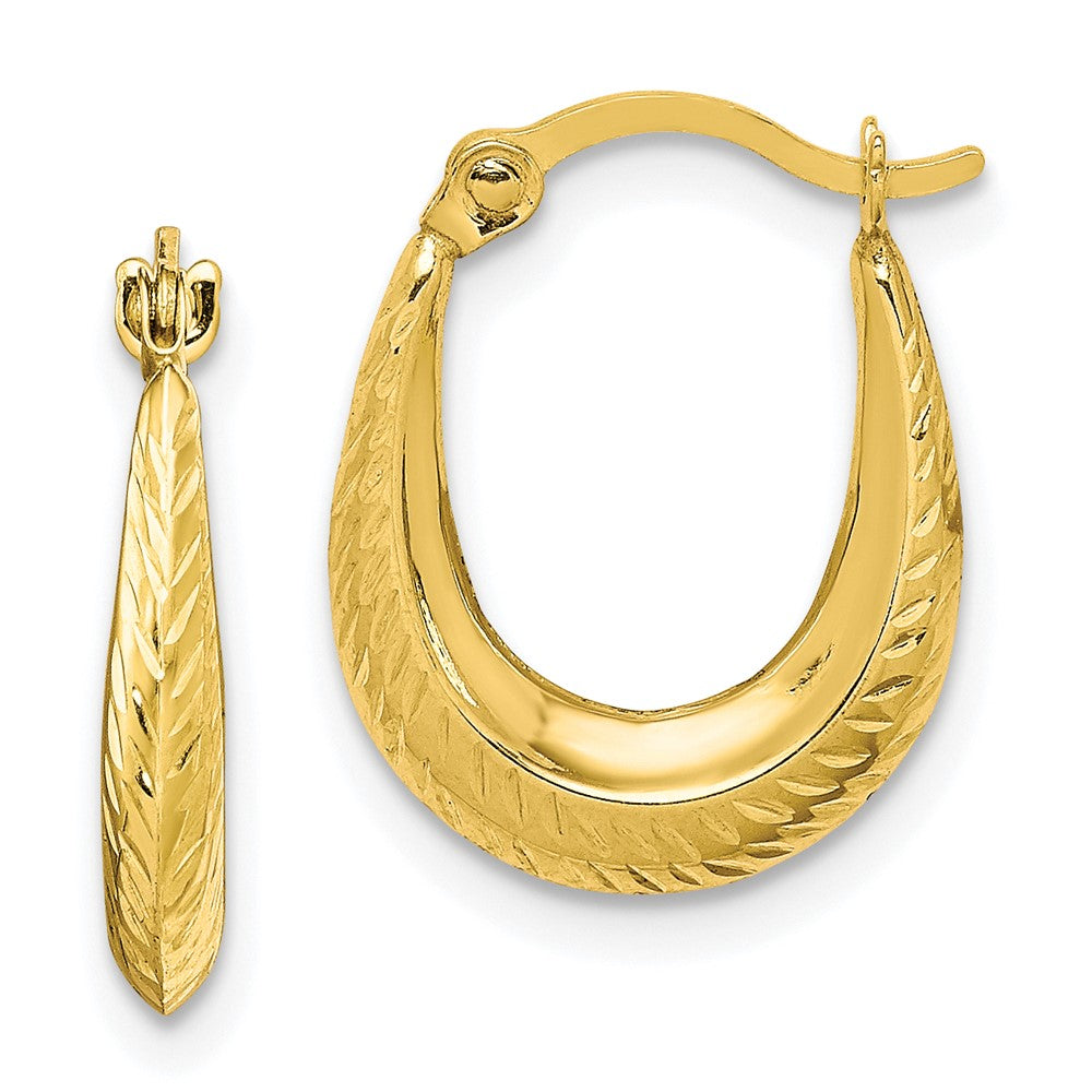 10k Yellow Gold 12 mm Textured Hollow Hoop Earrings
