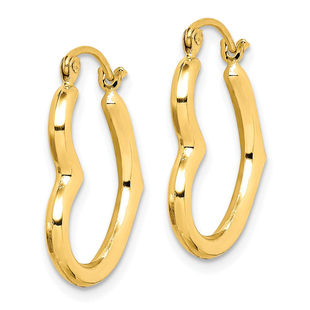 10k Yellow Gold 19 mm Hollow Heart Shape Hollow Hoop Earrings (0.62 grams)