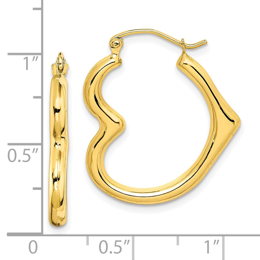 10k Yellow Gold 23 mm Hollow Heart Shape Hoop Earrings (0.92 grams)