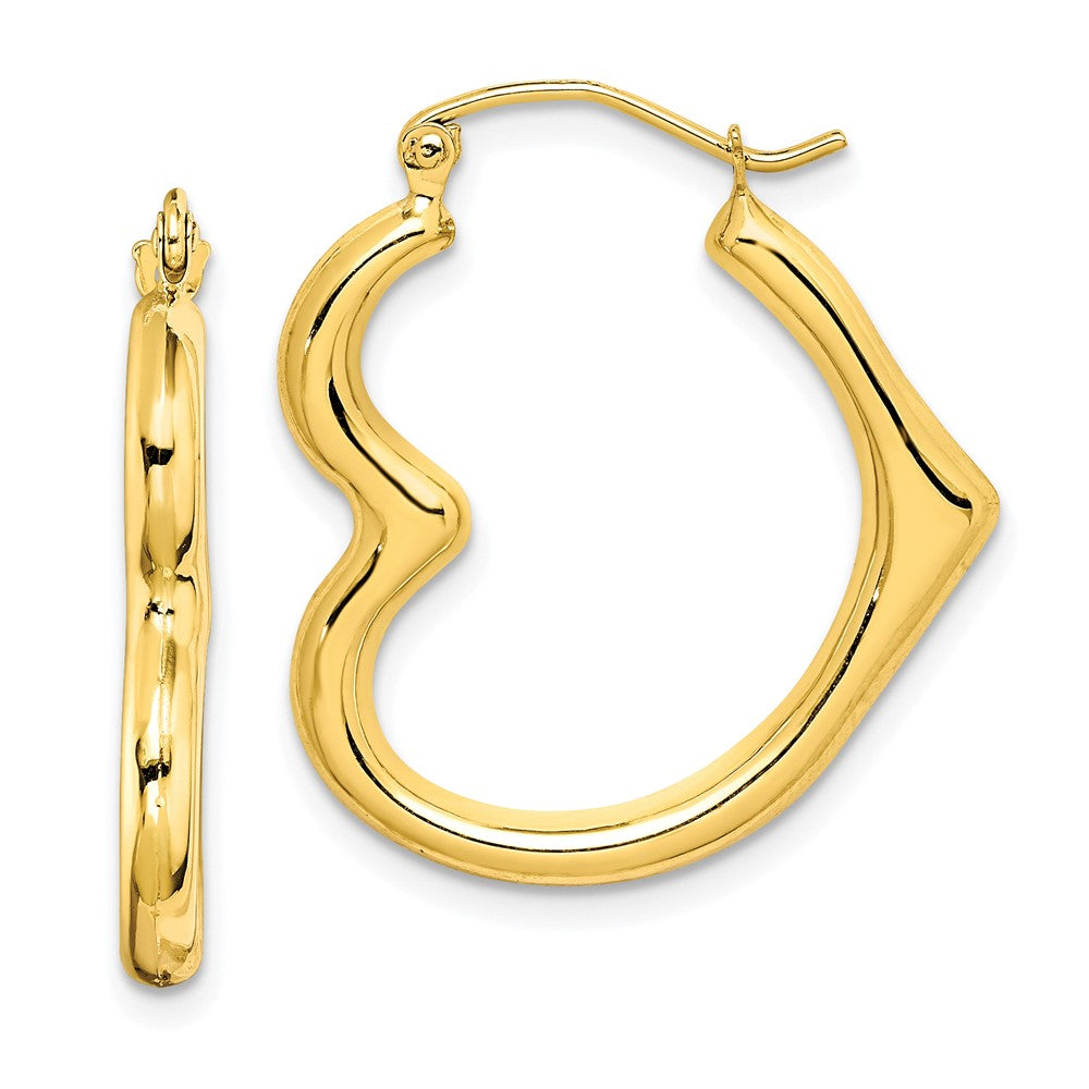 10k Yellow Gold 23 mm Hollow Heart Shape Hoop Earrings (0.92 grams)