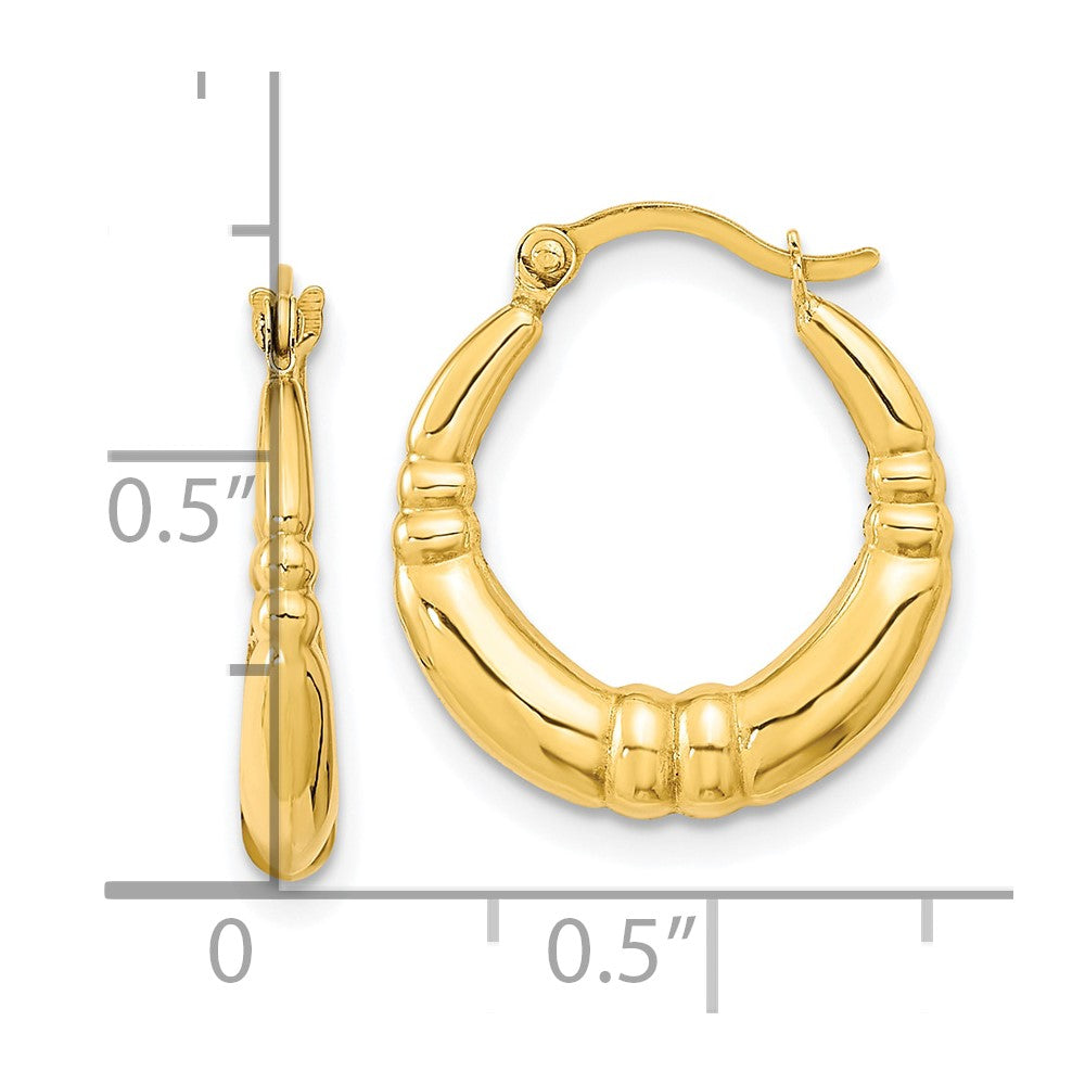 10k Yellow Gold 16.35 mm Polished Hoop Earrings (0.62 grams)