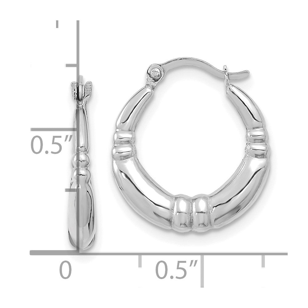 10k White Gold 16.35 mm Polished Hoop Earrings (0.59 grams)