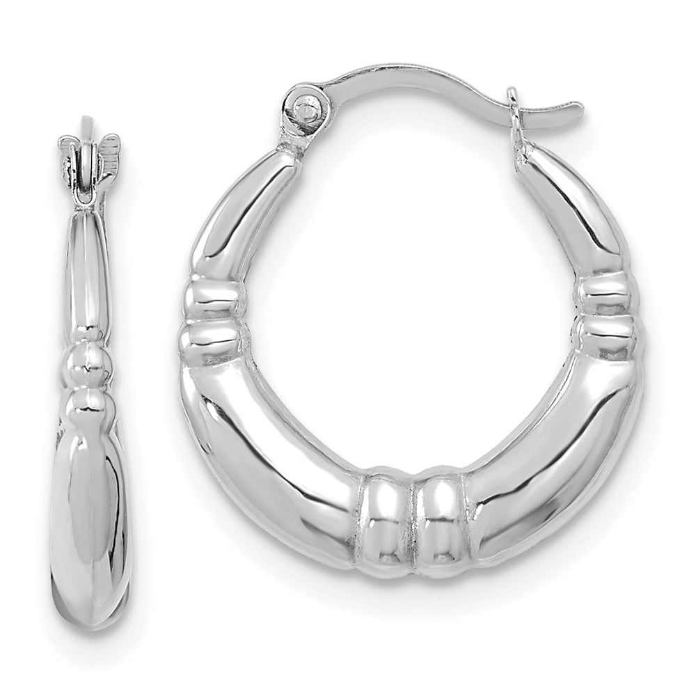 10k White Gold 16.35 mm Polished Hoop Earrings