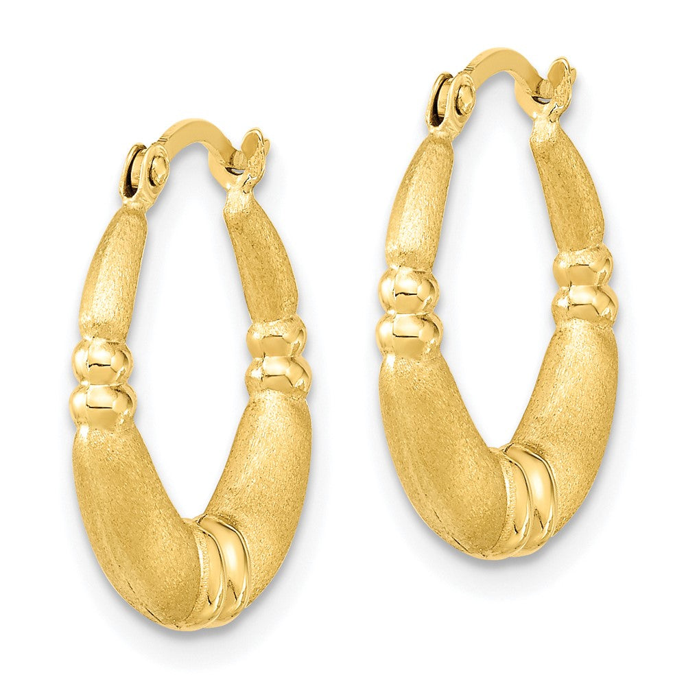 10k Yellow Gold 16.35 mm Polished and Satin Hoop Earrings