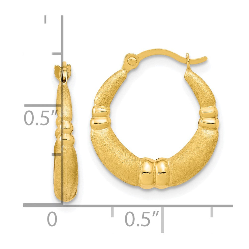 10k Yellow Gold 16.35 mm Polished and Satin Hoop Earrings (0.64 grams)