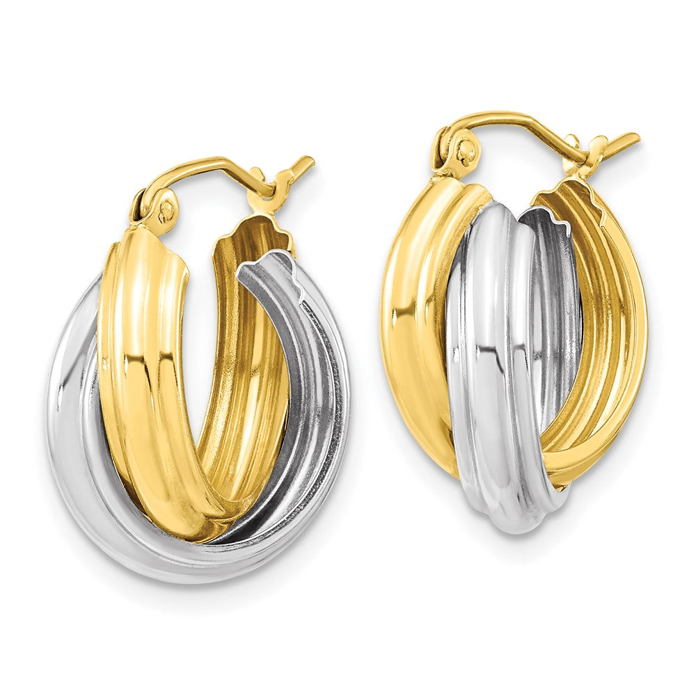 10k Two-tone 16.92 mm Polished Double Hoop Earrings (1.99 grams)