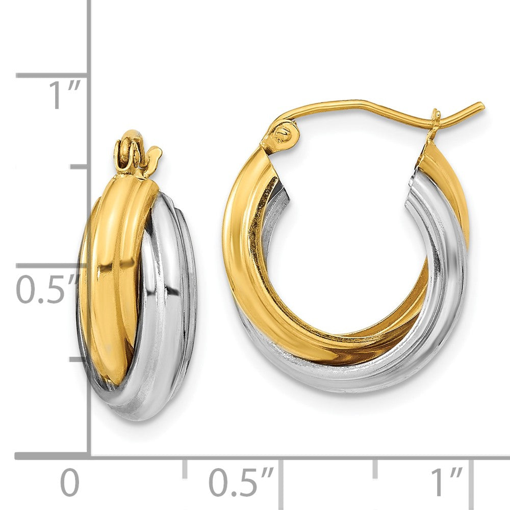 10k Two-tone 16.92 mm Polished Double Hoop Earrings (1.99 grams)