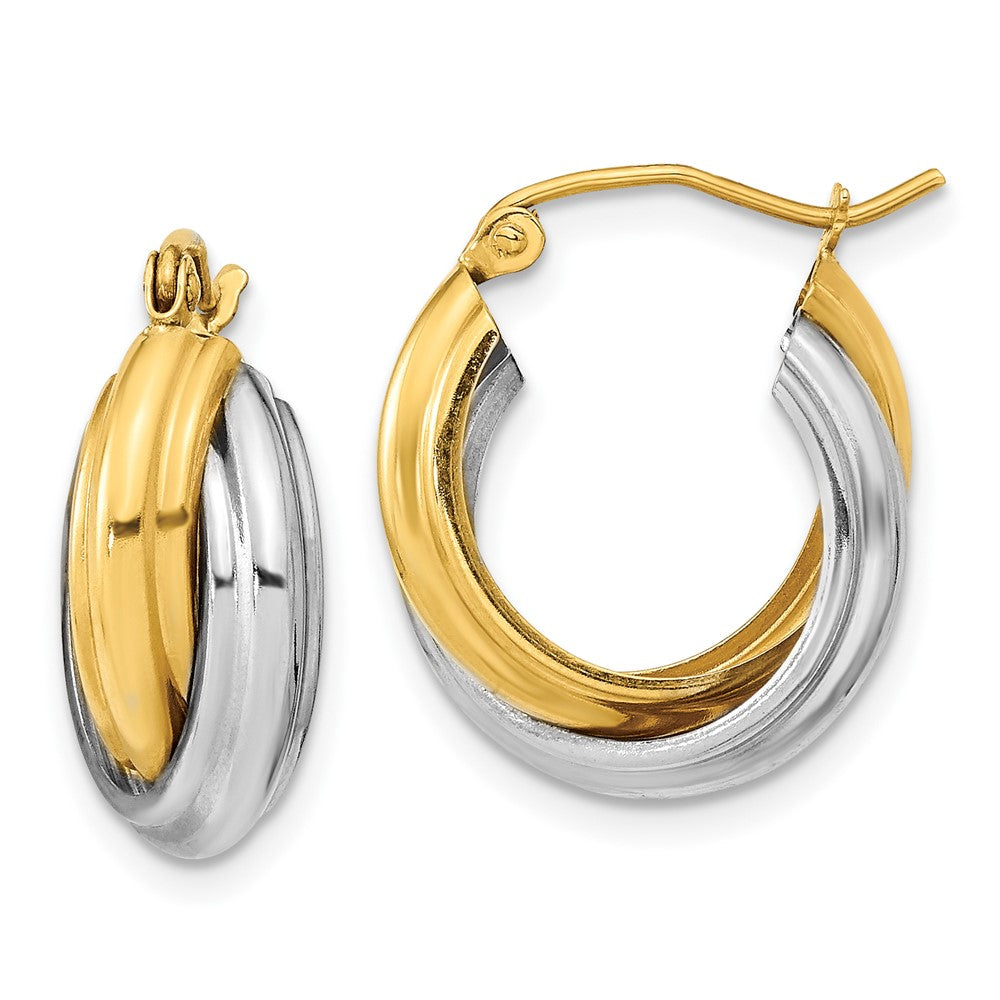 10k Two-tone 16.92 mm Polished Double Hoop Earrings (1.99 grams)