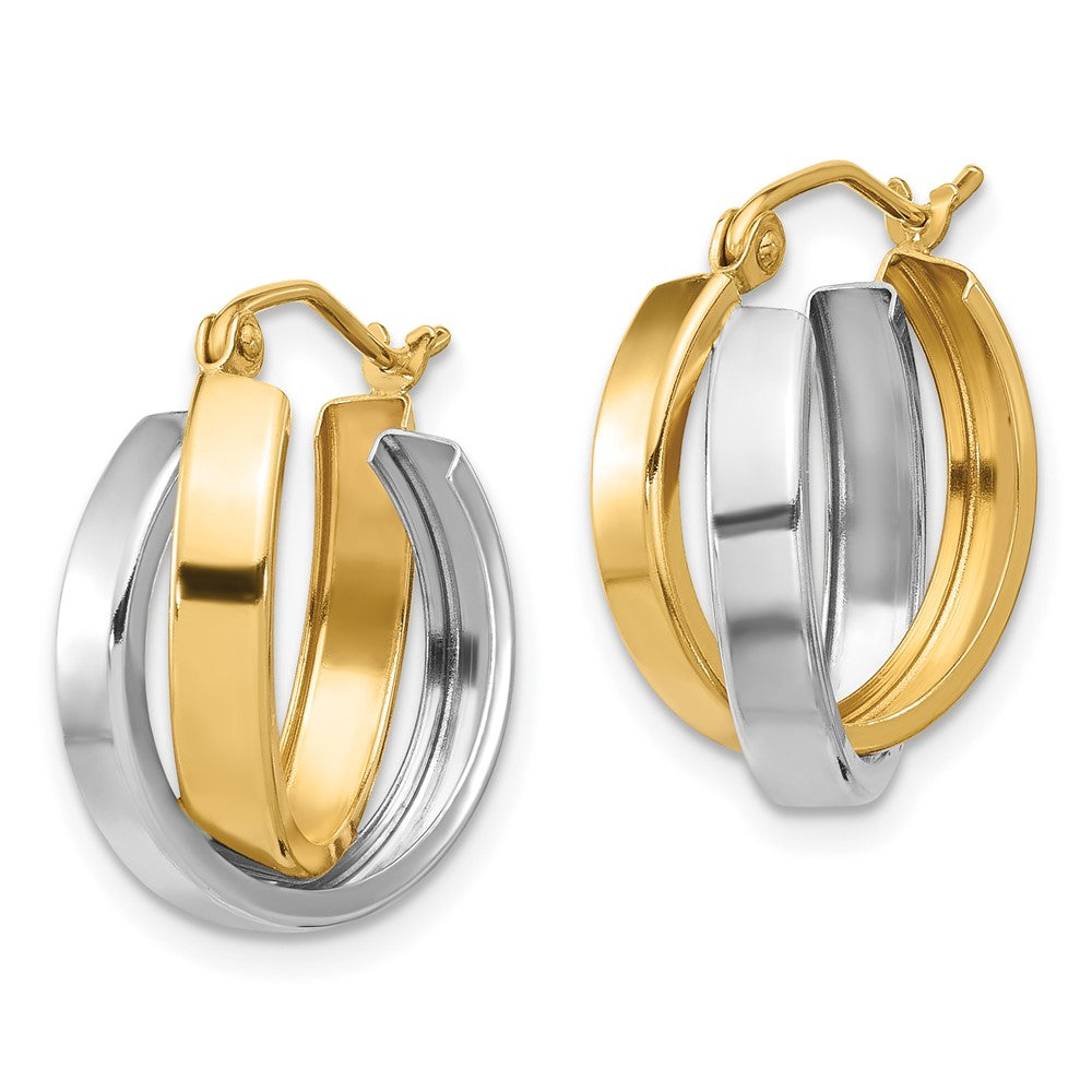 10k Two-tone 17.2 mm Polished Double Hoop Earrings (1.68 grams)