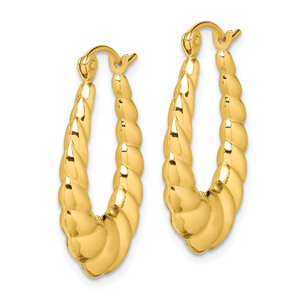 10k Yellow Gold 17.8 mm Polished Twisted Hollow Hoop Earrings