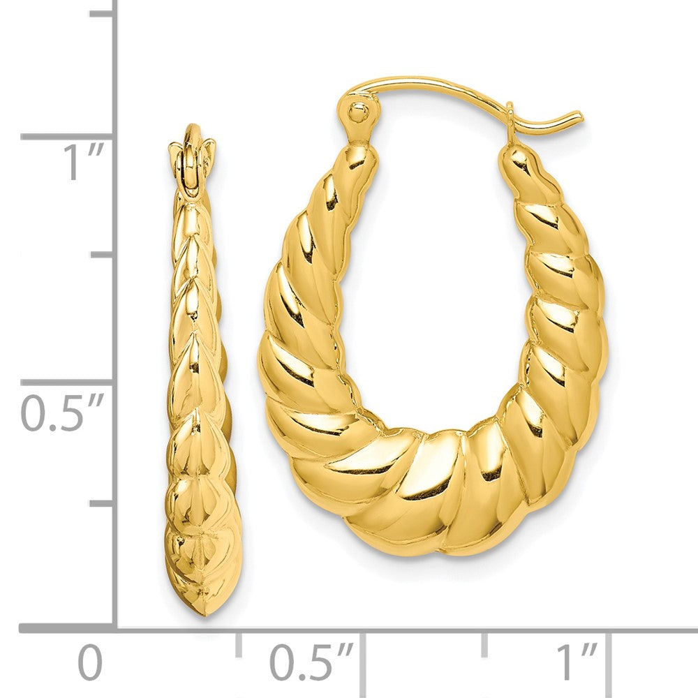 10k Yellow Gold 17.8 mm Polished Twisted Hollow Hoop Earrings