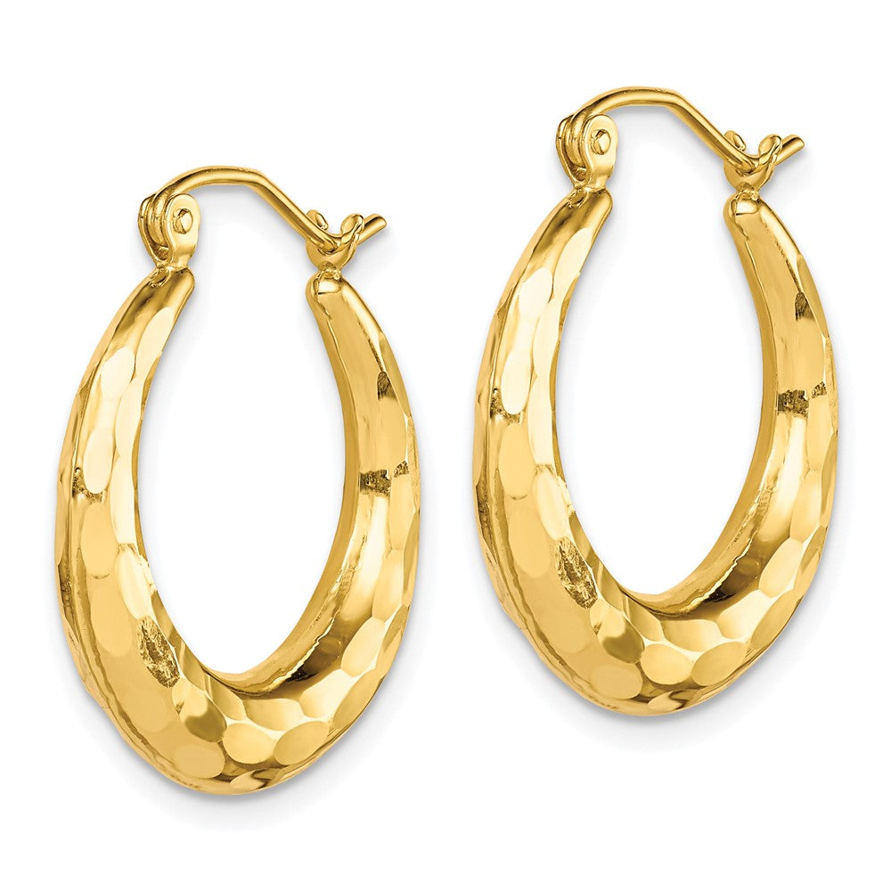 10k Yellow Gold 20.56 mm Polished & Diamond Cut Hoop Earrings