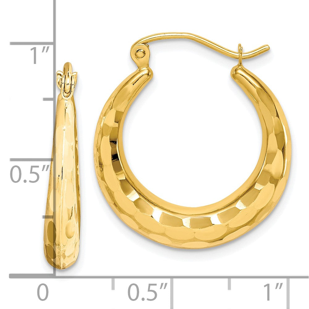 10k Yellow Gold 20.56 mm Polished & Diamond Cut Hoop Earrings