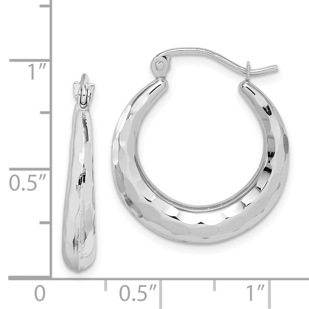 10k White Gold 20.56 mm Polished & D/C Hoop Earrings (1.31 grams)