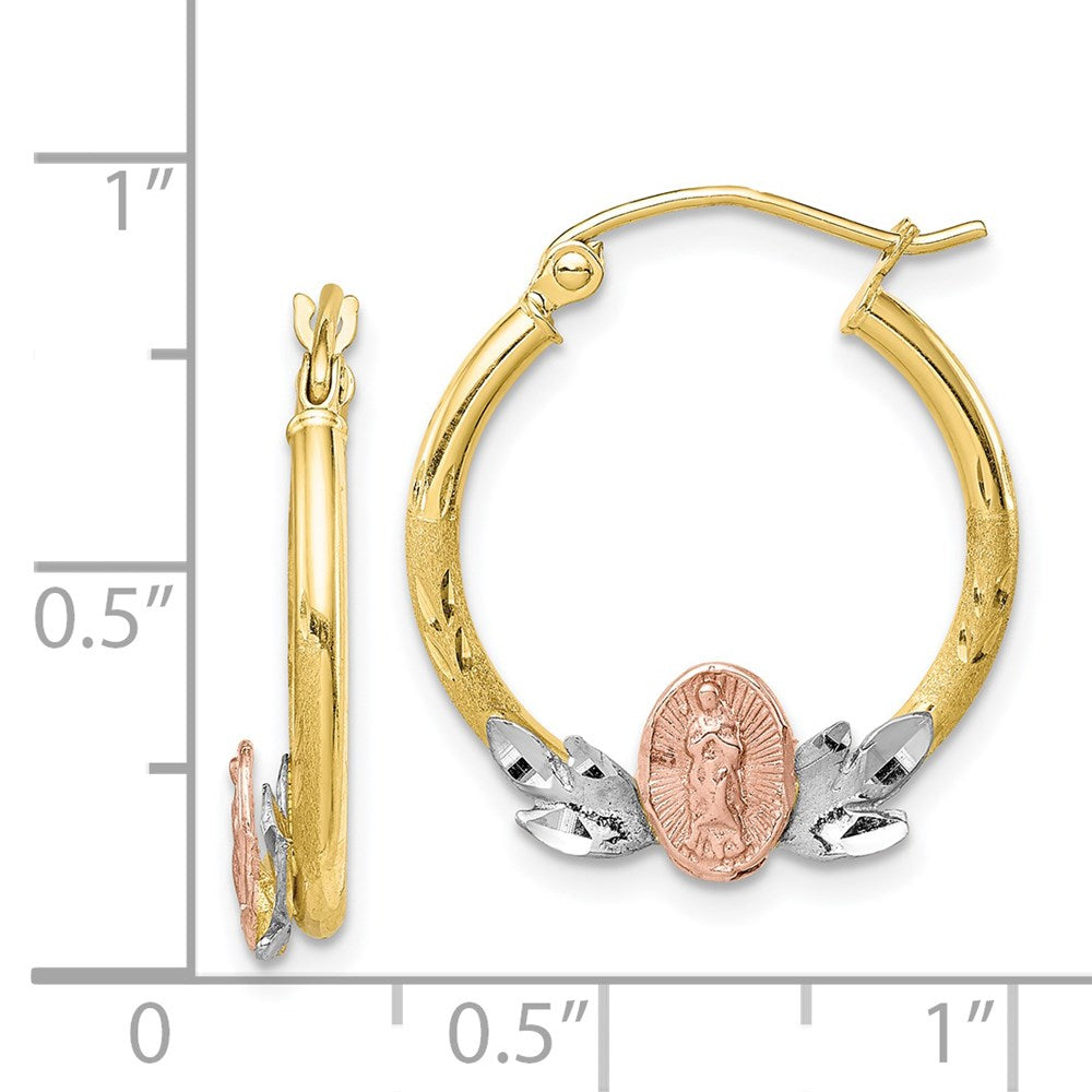 10k Tri Color 19.65 mm Tri-color Guadalupe Hoop Earrings