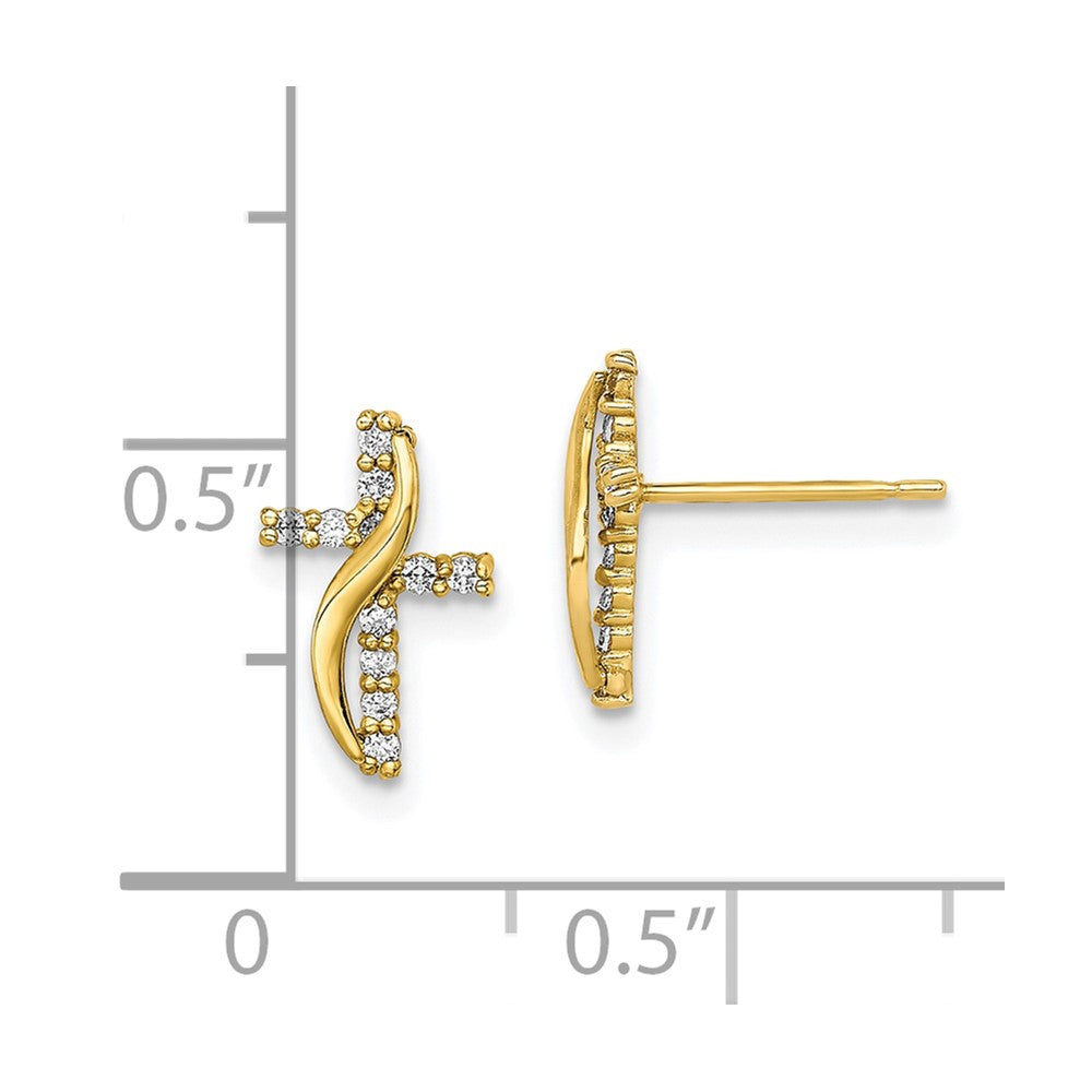 10k Yellow Gold 6.92 mm CZ Cubic Zirconia Cross Post Earrings (0.6 grams)