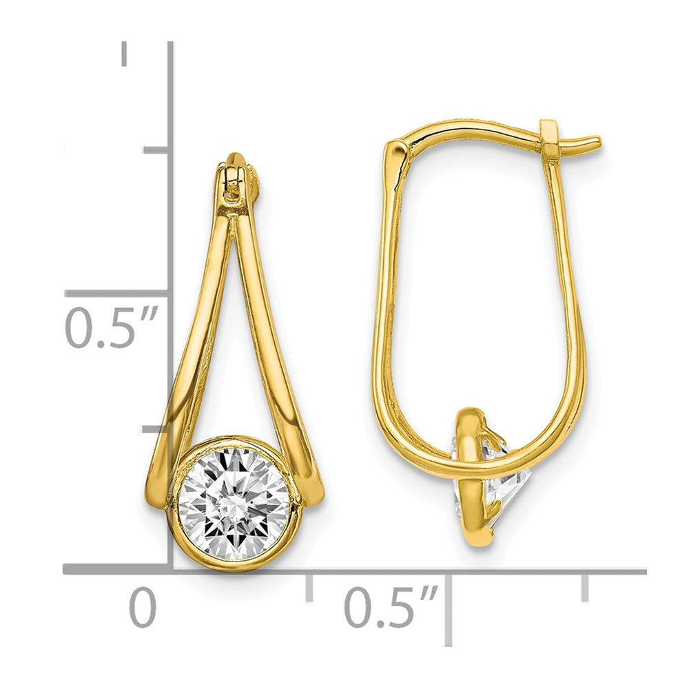 10k Yellow Gold 10.07 mm Polished CZ Cubic Zirconia Hoop Earrings