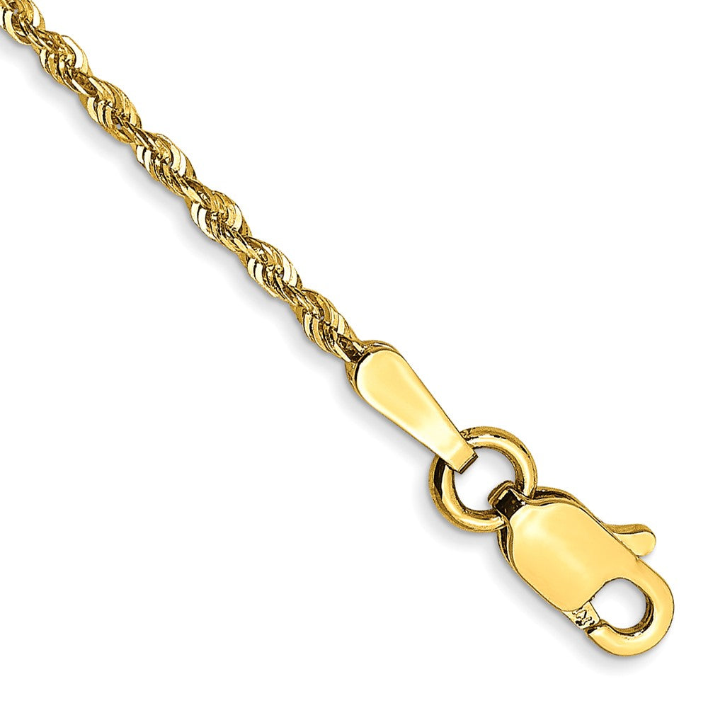 10k Yellow Gold 1.5 mm Extra-Light D/C Rope Chain Anklet (1.43 grams)