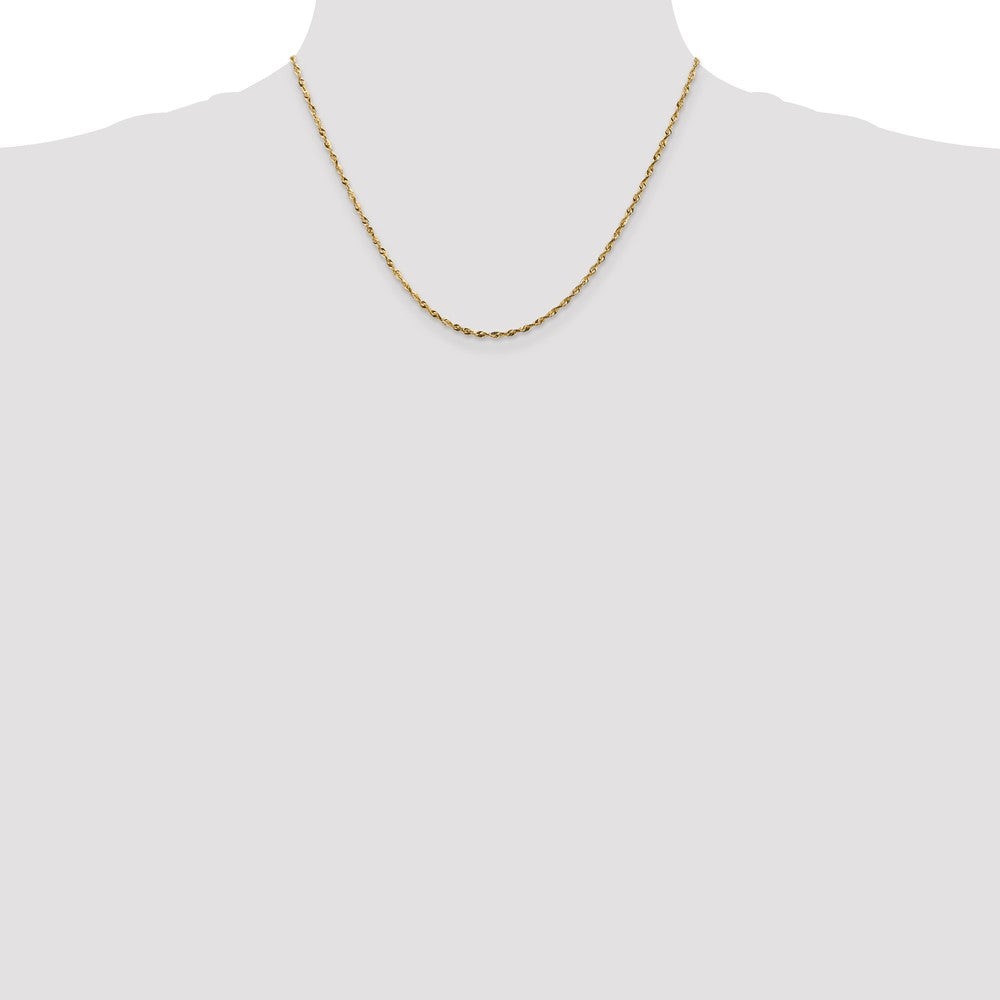 10k Yellow Gold 1.8 mm Extra-Light D/C Rope Chain (2.68 grams)