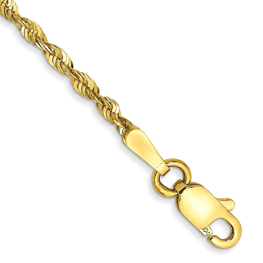 10k Yellow Gold 1.8 mm Extra-Light D/C Rope Chain Anklet (1.86 grams)