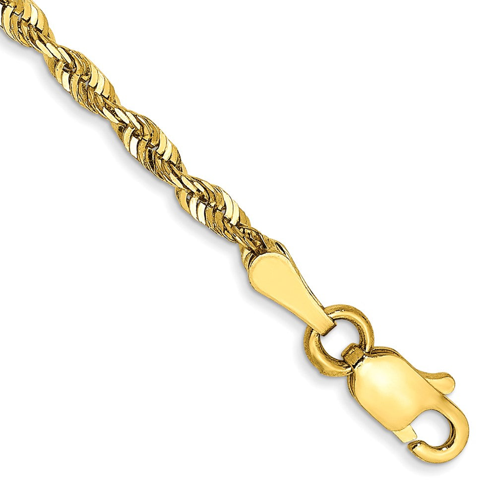 10k Yellow Gold 2.25 mm Extra-Light D/C Rope Chain Anklet (2.71 grams)