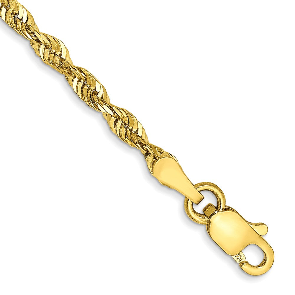 10k Yellow Gold 2.5 mm Extra-Light D/C Rope Bracelet (2.37 grams)