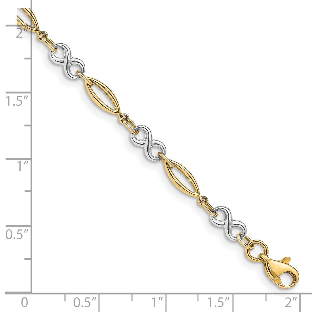 10k Two-tone 4 mm Polished Infinity Bracelet (2.35 grams)