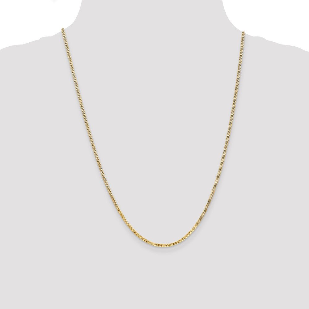 10k Yellow Gold 2.2 mm Flat Beveled Curb Chain