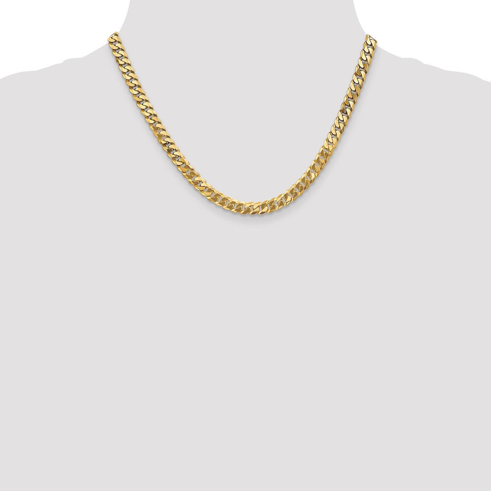 10k Yellow Gold 6.25 mm Flat Beveled Curb Chain (25.27 grams)