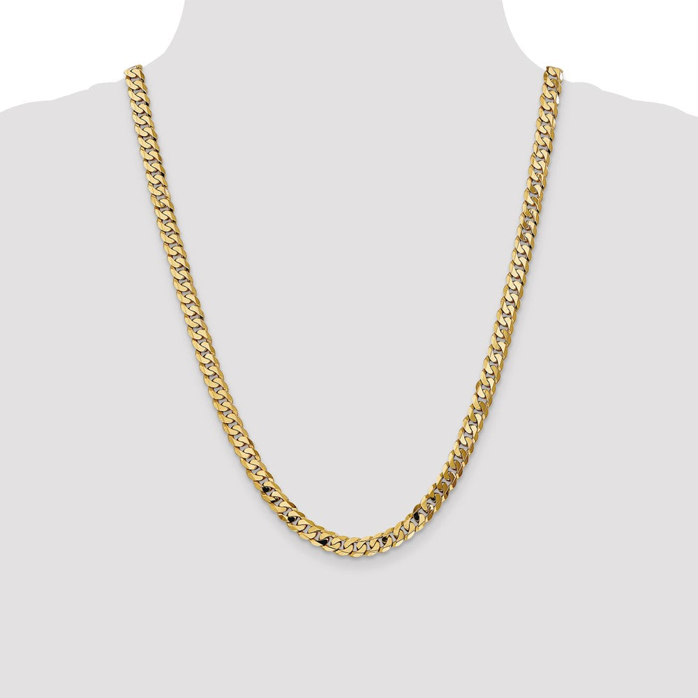 10k Yellow Gold 6.75 mm Flat Beveled Curb Chain (28.66 grams)