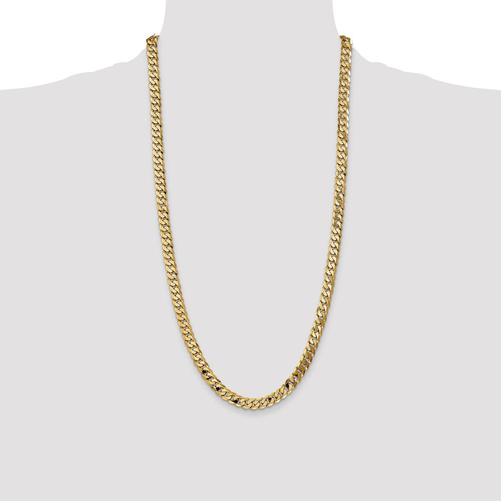 10k Yellow Gold 6.75 mm Flat Beveled Curb Chain (28.66 grams)